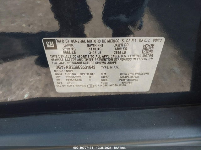 3GYFNGE36ES531642 Cadillac Srx Premium Collection