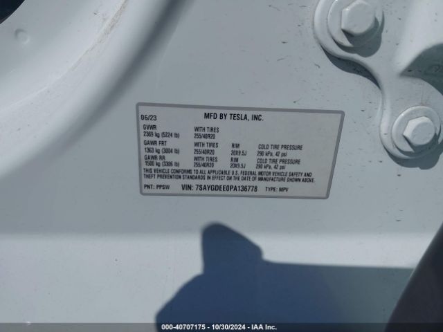 7SAYGDEE0PA136778 Tesla Model Y Awd/long Range Dual Motor All-wheel Drive