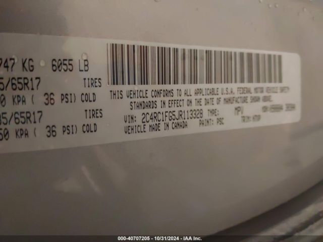 2C4RC1FG5JR113328 Chrysler Pacifica Touring Plus