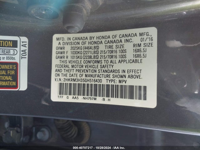 Honda CR-V LX 2016 2HKRM3H35GH516430 Image 9