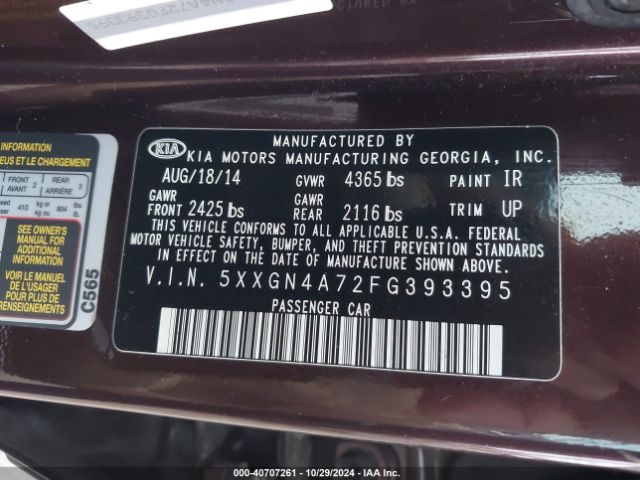 5XXGN4A72FG393395 KIA OPTIMA EX