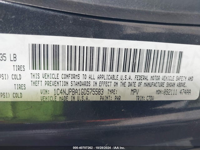 1C4NJPBA1GD575583 Jeep Patriot Sport