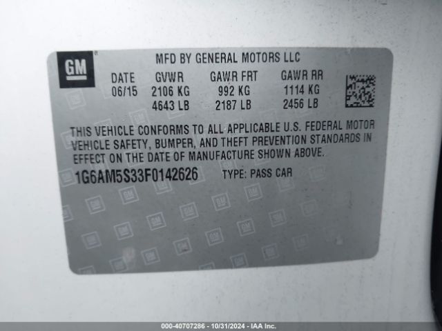 1G6AM5S33F0142626 Cadillac Ats Premium