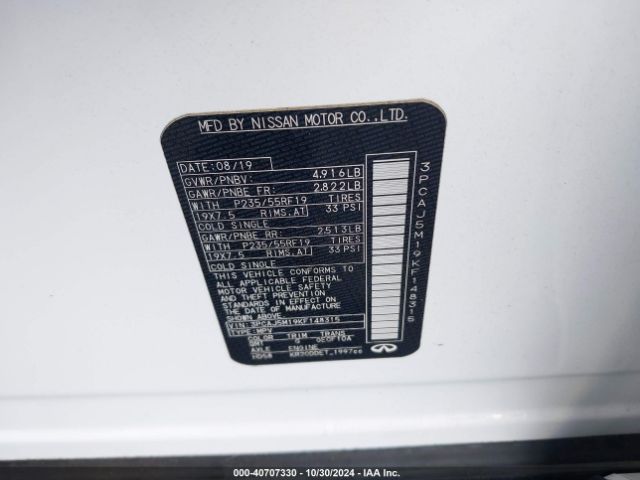 3PCAJ5M19KF148315 Infiniti Qx50 Essential/pure