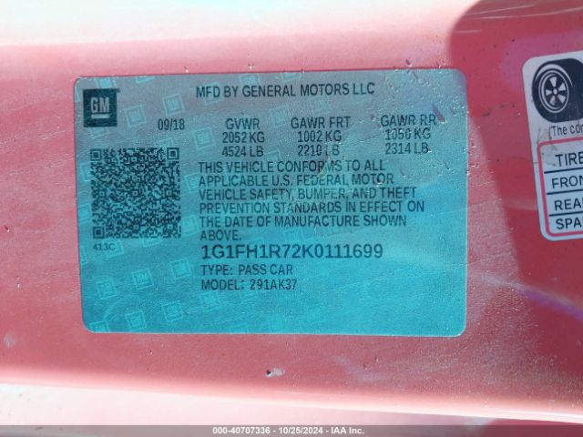 2019 CHEVROLET CAMARO 1G1FH1R72K0111699 Photo 8