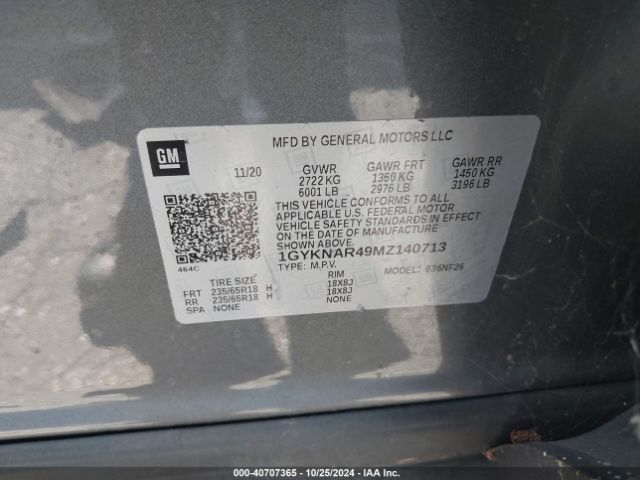 1GYKNAR49MZ140713 Cadillac Xt5 Fwd Luxury