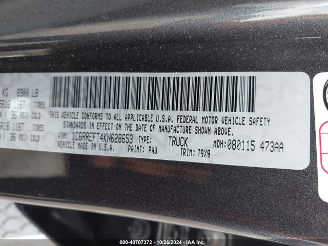 1C6RREFT4KN628653 RAM 1500 Big Horn/lone Star  4x2 5'7 Box
