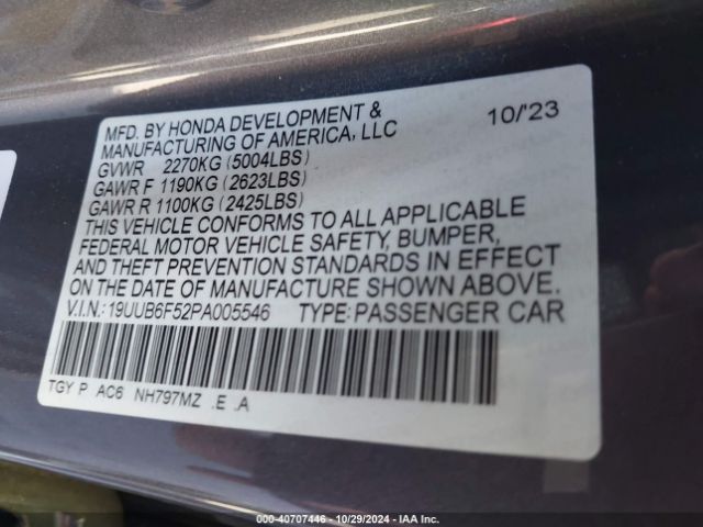 19UUB6F52PA005546 Acura Tlx A-spec Package
