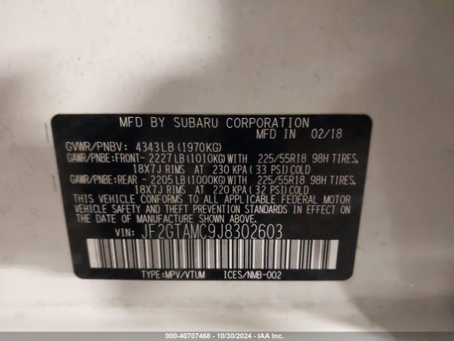 JF2GTAMC9J8302603 Subaru Crosstrek 2.0i Limited