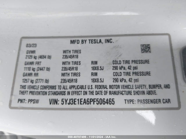 2023 TESLA MODEL 3 5YJ3E1EA6PF506465 Photo 8