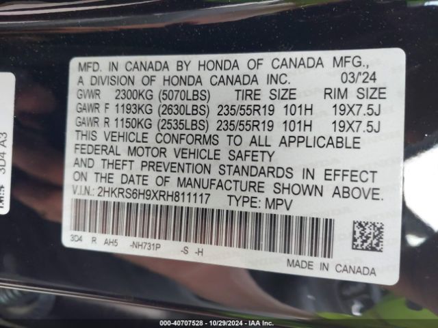 2HKRS6H9XRH811117 Honda Cr-v Hybrid Sport Touring