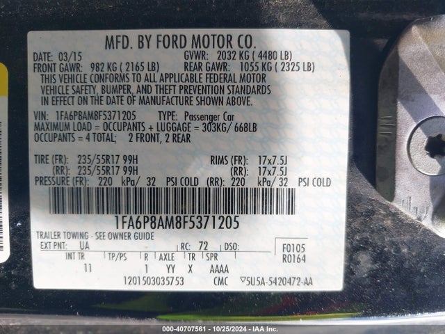Ford Mustang V6 2015 1FA6P8AM8F5371205 Image 9