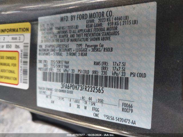 3FA6P0H73FR232565 Ford FUSION SE
