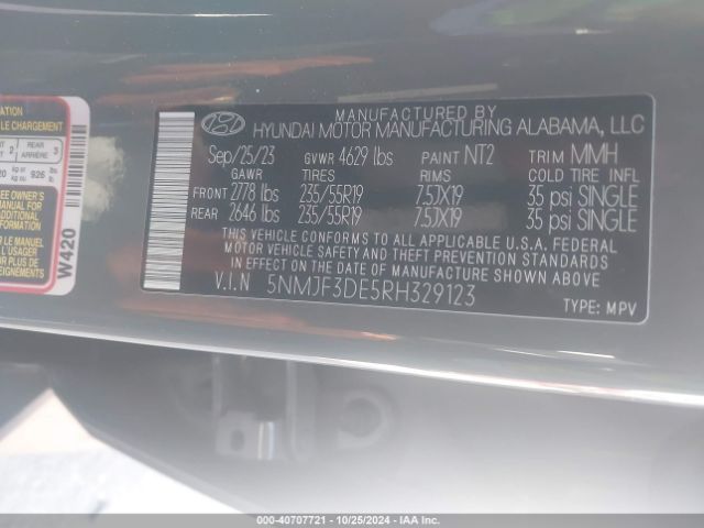 5NMJF3DE5RH329123 Hyundai TUCSON SEL