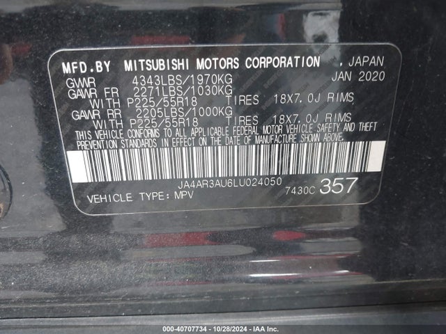 JA4AR3AU6LU024050 Mitsubishi Outlander Sport 2.0 Be