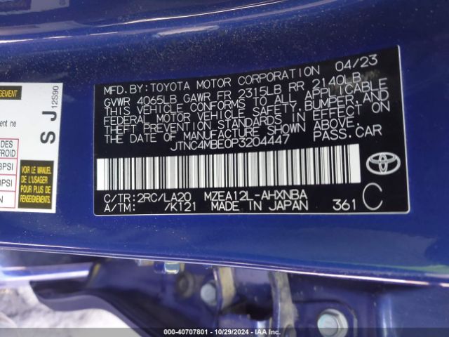 JTNC4MBE0P3204447 Toyota Corolla Xse