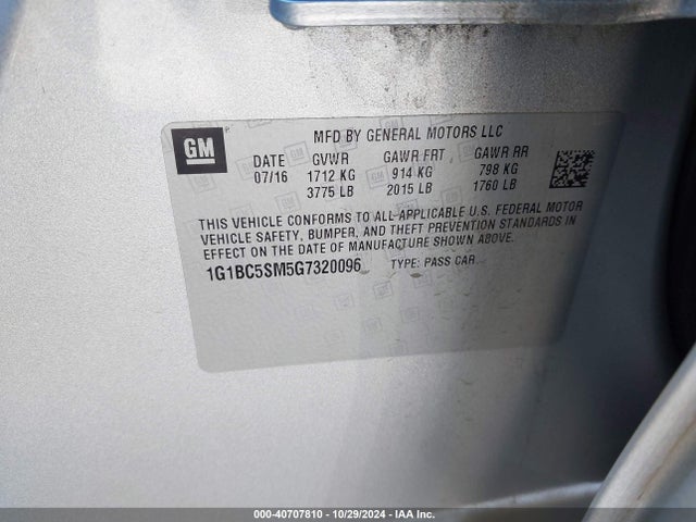 Chevrolet Cruze Ls Auto 2016 1G1BC5SM5G7320096 Image 9