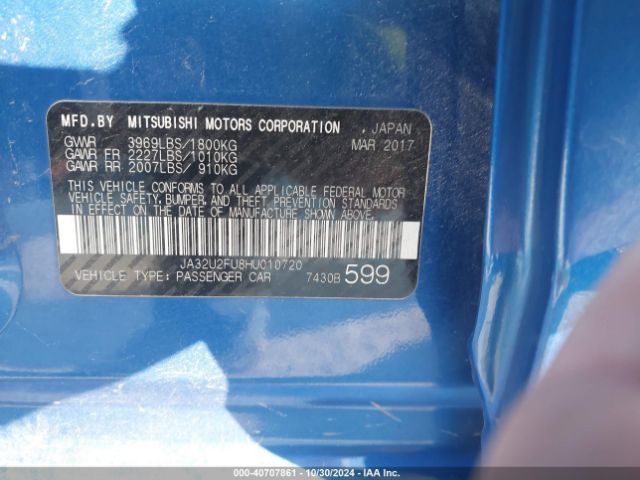 JA32U2FU8HU010720 Mitsubishi Lancer Le