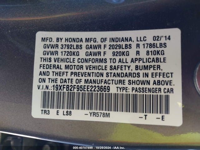 Honda Civic Ex-l 2014 19XFB2F95EE223669 Image 9