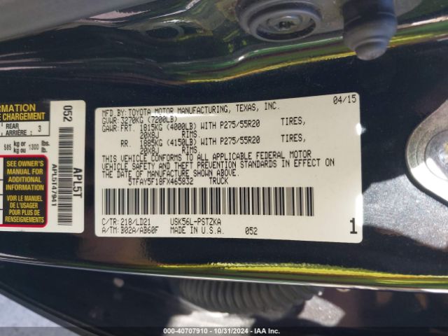 5TFAY5F18FX465832 Toyota Tundra 1794 5.7l V8