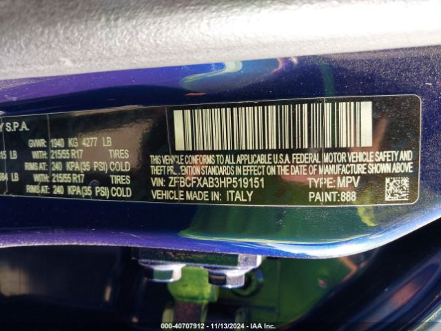 ZFBCFXAB3HP519151 Fiat 500x Pop Fwd
