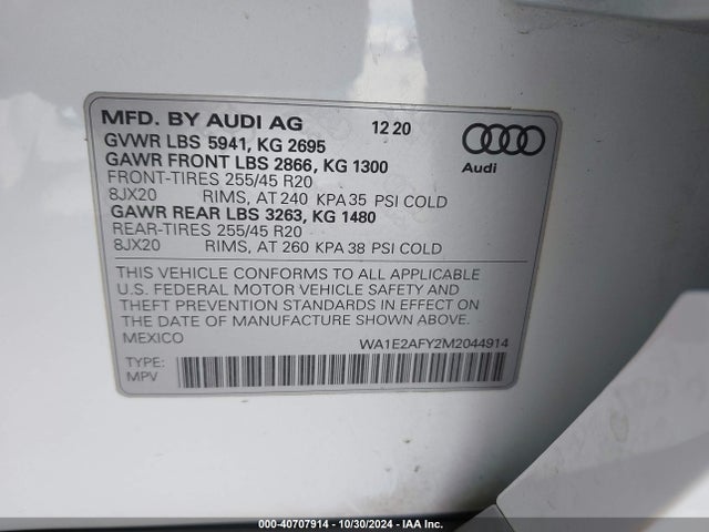 WA1E2AFY2M2044914 Audi Q5 Premium Plus 55 Tfsi E Quattro S Tronic