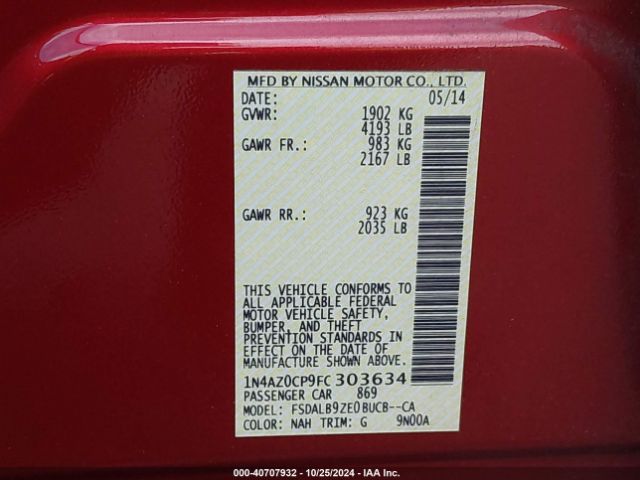 1N4AZ0CP9FC303634 Nissan LEAF S