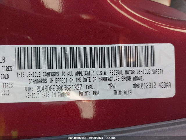Dodge Grand Caravan Gt 2019 2C4RDGEG0KR621337 Image 9