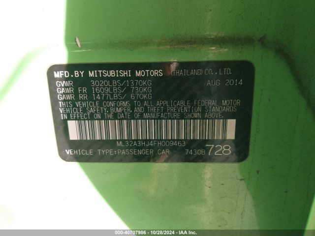 ML32A3HJ4FH009463 Mitsubishi MIRAGE DE