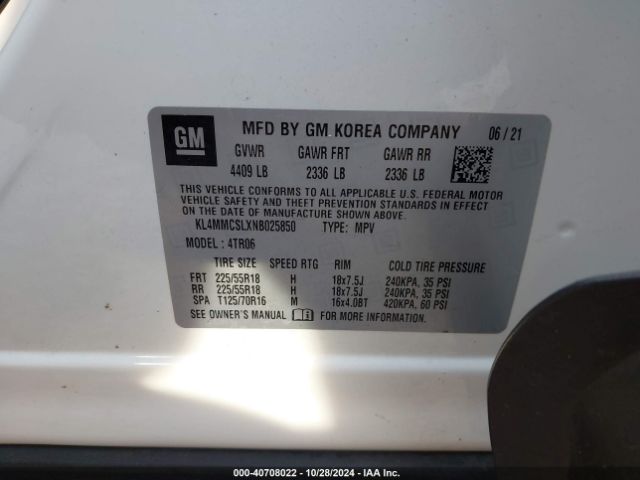 KL4MMCSLXNB025850 Buick Encore Gx Awd Preferred