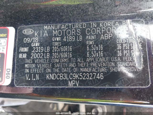 KNDCB3LC9K5232746 KIA NIRO LX