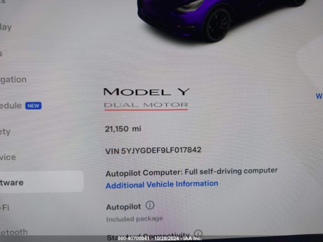 5YJYGDEF9LF017842 Tesla Model Y Long Range Dual Motor All-wheel Drive/performance Dual Motor All-wheel Drive