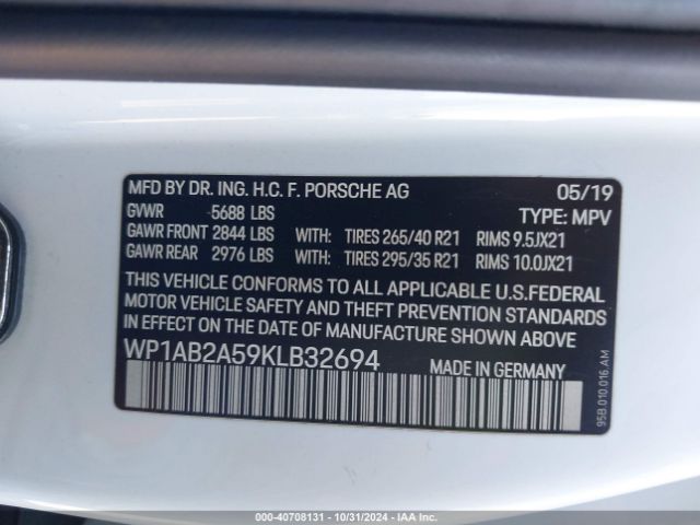 WP1AB2A59KLB32694 Porsche MACAN S