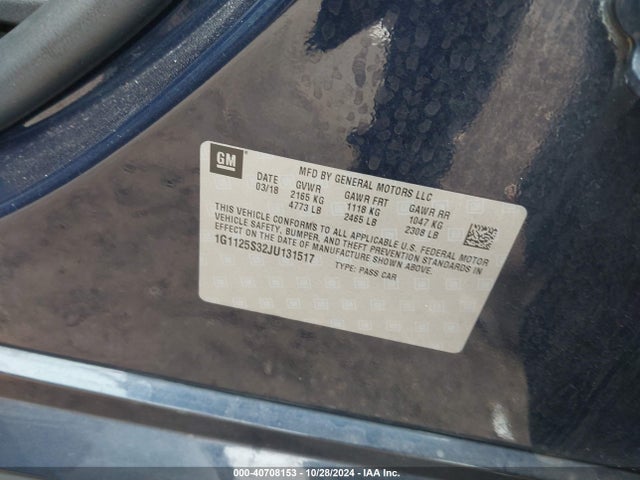 Chevrolet IMPALA 2LZ 2018 1G1125S32JU131517 Image 9