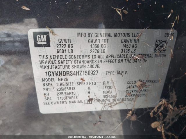 1GYKNDRS4HZ150927 Cadillac XT5 LUXURY