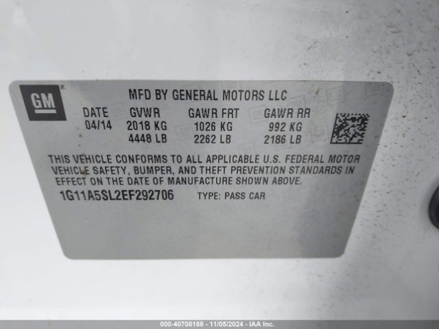 1G11A5SL2EF292706 Chevrolet Malibu 1fl