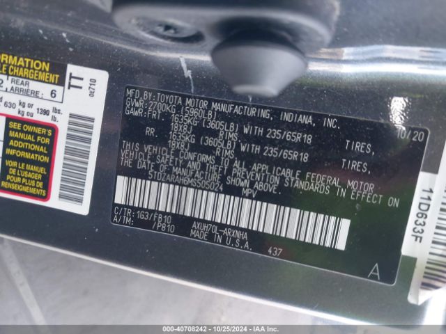 5TDZARAH6MS505024 Toyota Highlander Hybrid Le