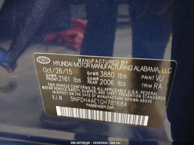 Hyundai ELANTRA SE 2016 5NPDH4AE1GH781684 Image 9