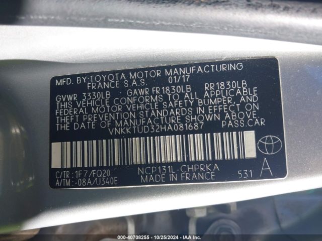 VNKKTUD32HA081687 Toyota YARIS L