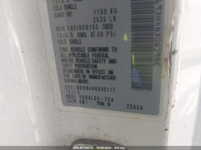 3N6CM0KN4HK693117 Nissan NV200 SV