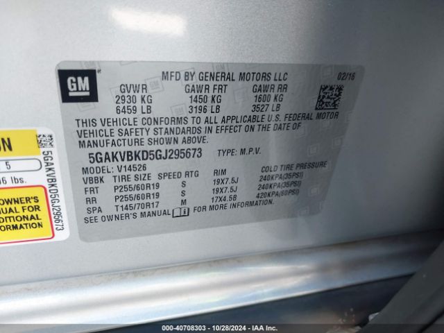 5GAKVBKD5GJ295673 Buick Enclave Leather