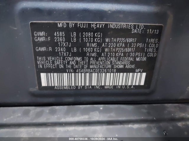 4S4BRBAC0E3261018 Subaru Outback 2.5i