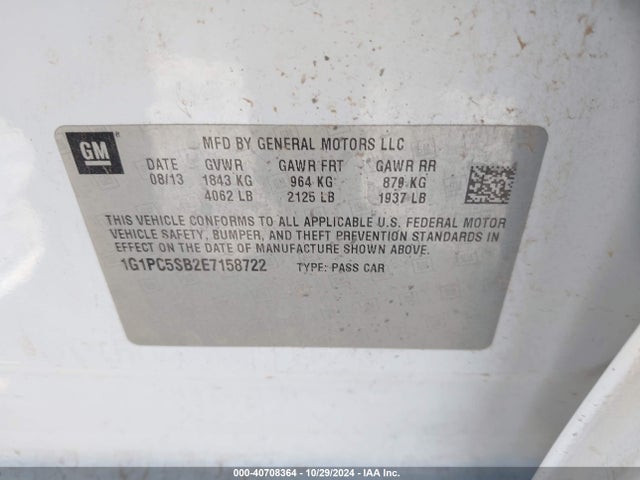 Chevrolet Cruze 1lt Auto 2014 1G1PC5SB2E7158722 Image 9