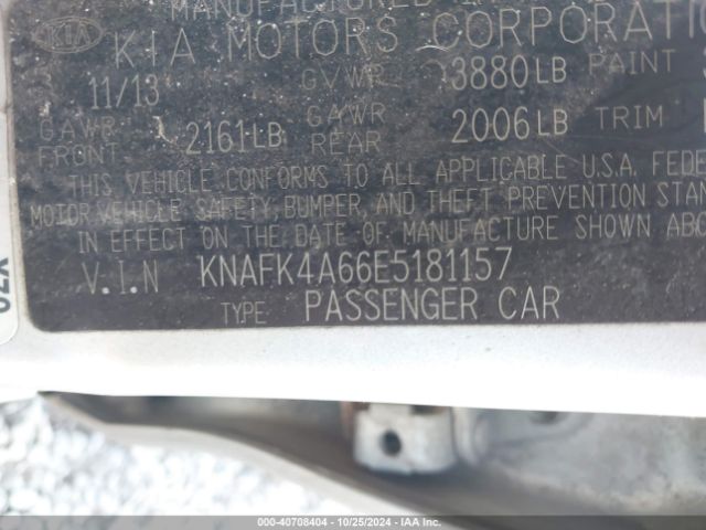 KNAFK4A66E5181157 KIA FORTE LX