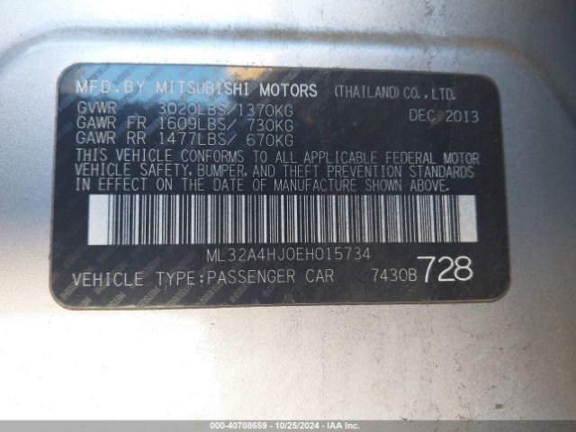 ML32A4HJ0EH015734 Mitsubishi MIRAGE ES