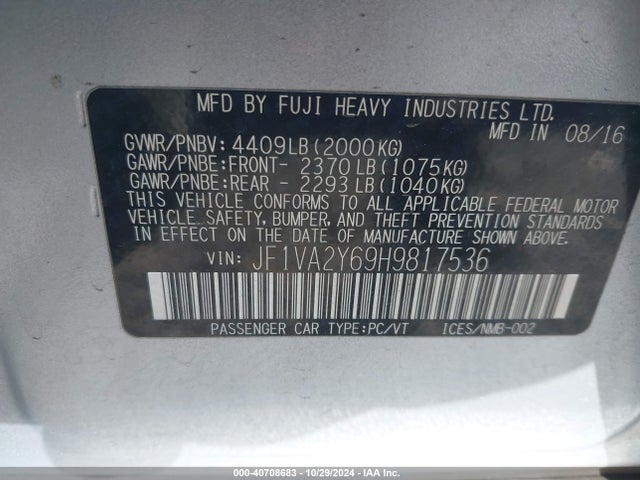 JF1VA2Y69H9817536 Subaru Wrx Sti Limited