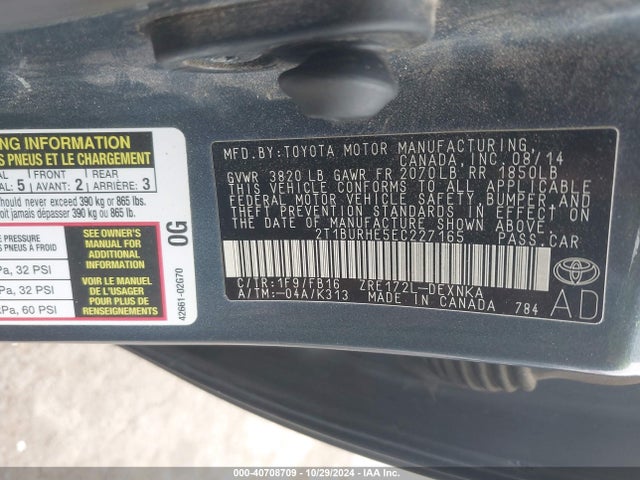 Toyota Corolla Le Plus 2014 2T1BURHE5EC227165 Image 9