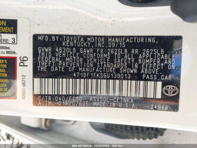 4T1BF1FK5GU139013 Toyota CAMRY LE