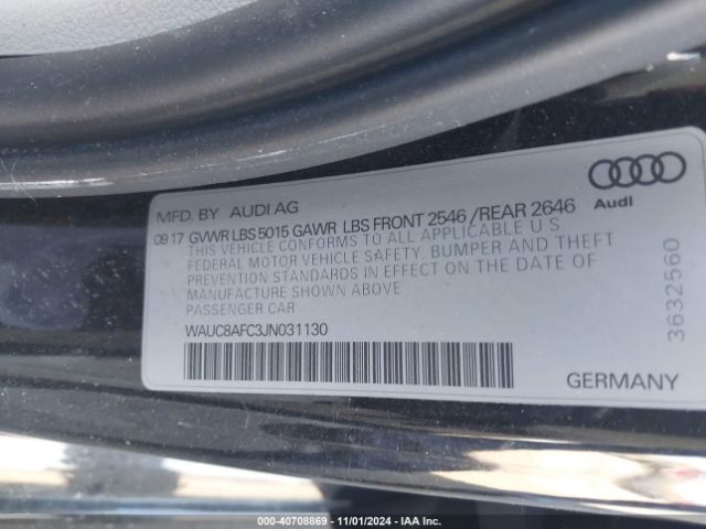 WAUC8AFC3JN031130 Audi A6