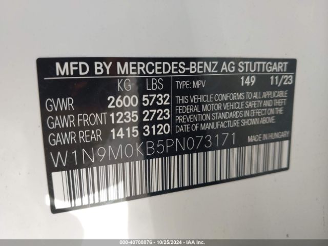 W1N9M0KB5PN073171 Mercedes-Benz Eqb 300 Suv 4matic